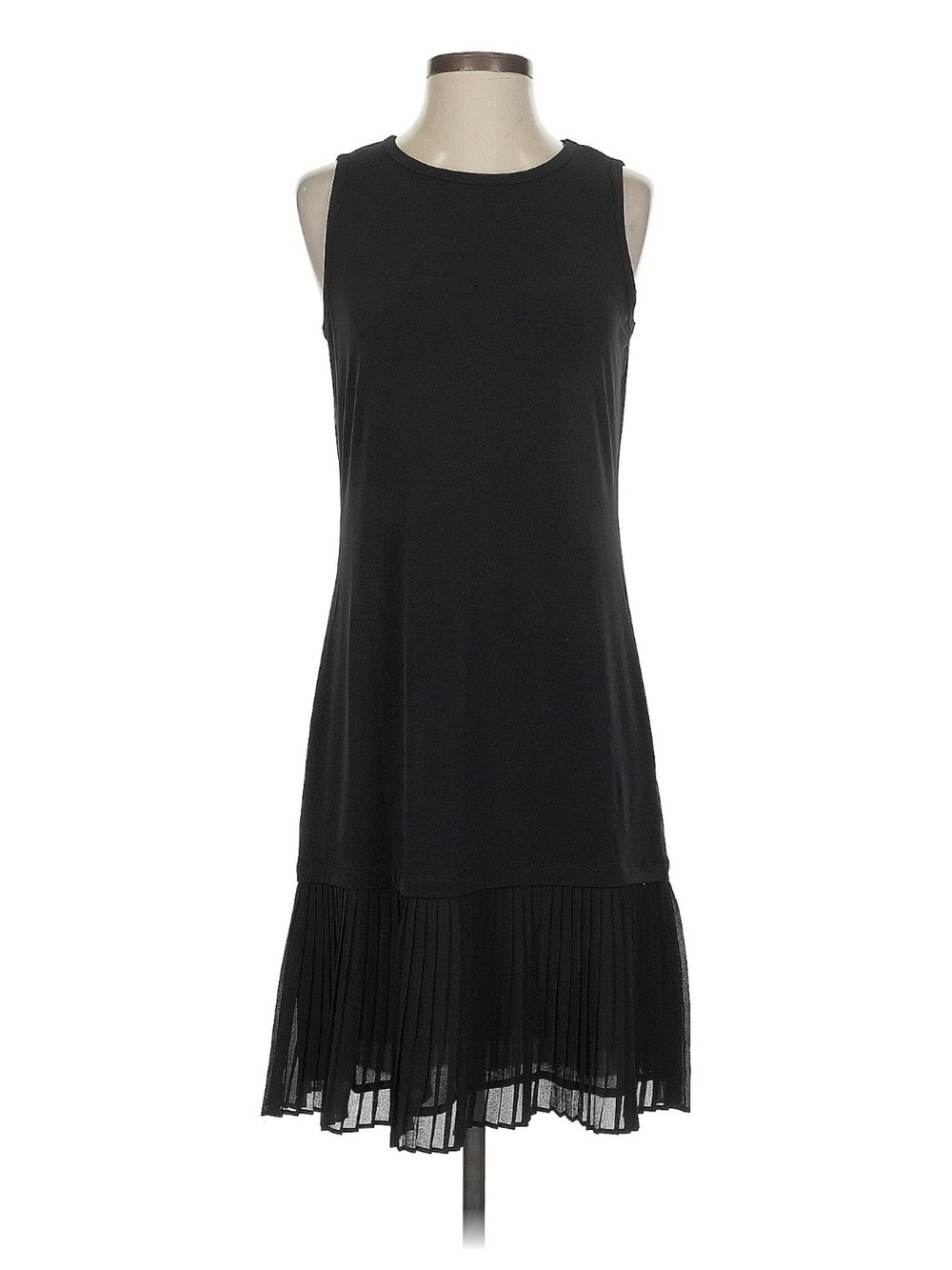 Michael Kors Black Sleeveless Pleated-Hem Shift Dress